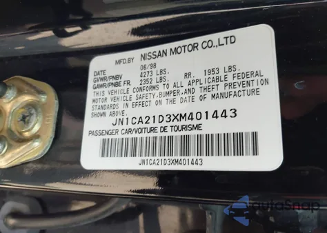 1999 Nissan Maxima Gle/Gxe/Se/Se-L z USA, uszkodzony, nr VIN JN1CA21D3XM401443